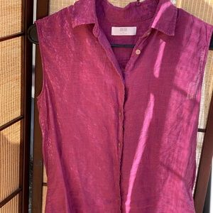 Linen button down sleeveless